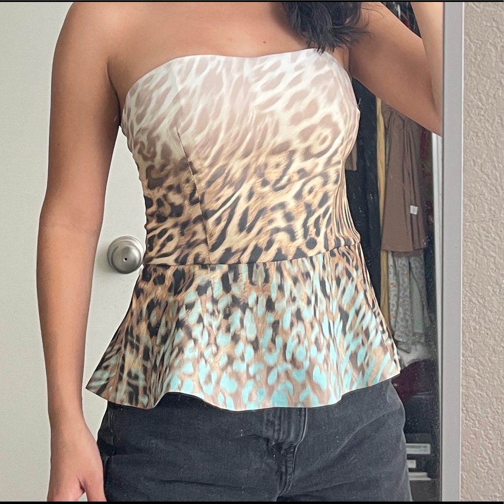 Guess by Marciano leopard peplum top